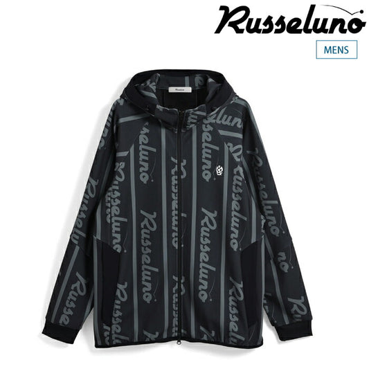 Russeluno ラッセルノ ゴルフウェア メンズ ジップフーディー LOGO STRIPE BONDING ZIPUP HOODIE ブルゾン 温性 防風性 2WAYストレッチ セットアップ対応 RS-2530619