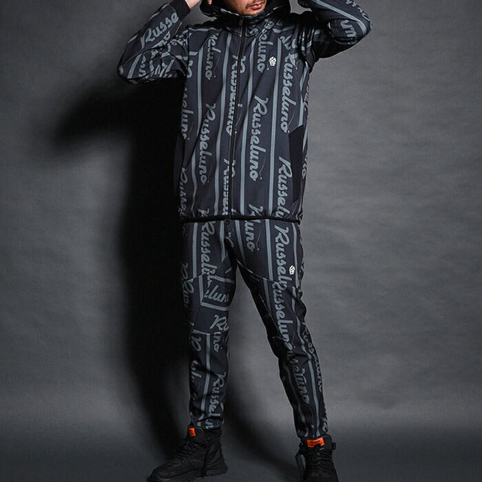 Russeluno ラッセルノ ゴルフウェア メンズ ジップフーディー LOGO STRIPE BONDING ZIPUP HOODIE ブルゾン 温性 防風性 2WAYストレッチ セットアップ対応 RS-2530619