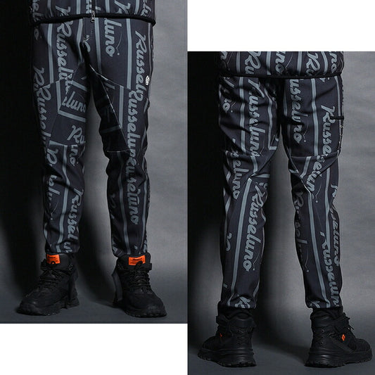 Russeluno ラッセルノ ゴルフウェア メンズ ロングパンツ LOGO STRIPE BONDING JOGGER PANTS 温性 防風性 2WAYストレッチ セットアップ対応 RS-2530709