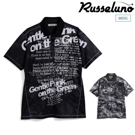Russeluno ラッセルノ ゴルフウェア メンズ MARBLE SS POLO マーブルショートスリーブポロシャツ 半袖 レギュラーフィット 吸汗速乾性 RS-2610301