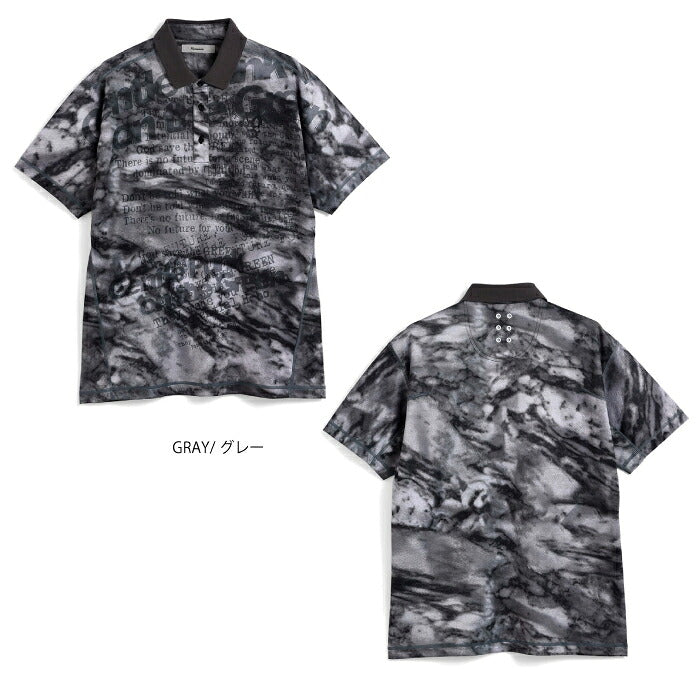 Russeluno ラッセルノ ゴルフウェア メンズ MARBLE SS POLO マーブルショートスリーブポロシャツ 半袖 レギュラーフィット 吸汗速乾性 RS-2610301