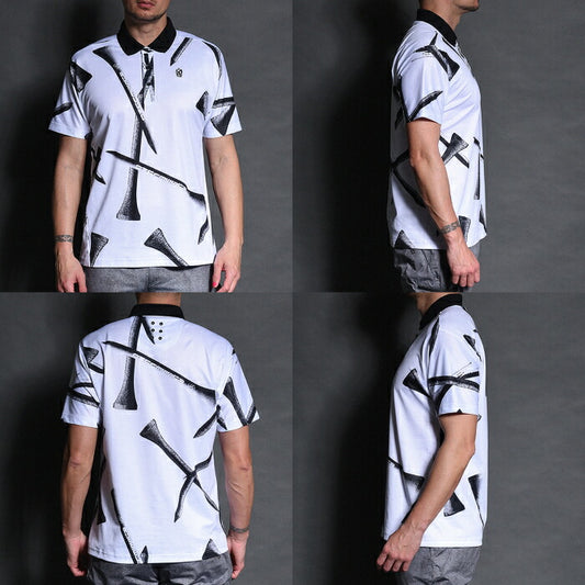 Russeluno ラッセルノ ゴルフウェア メンズ TEE PATTERN SS POLO ティーパターン ショートスリーブポロ 半袖シャツ レギュラーフィット 吸汗速乾性 ストレスフリーなパターン設計 rs-2610304
