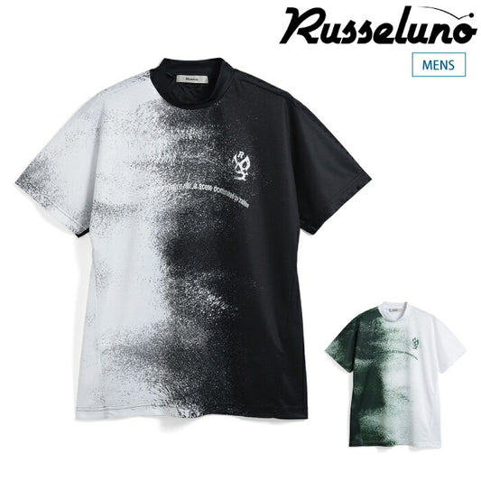 Russeluno ラッセルノ ゴルフウェア メンズ FADE PAINT SS MOCKNECK TEE フェードペイント SS モックネックティー 半袖 レギュラーフィット 吸汗速乾性 rs-2610614