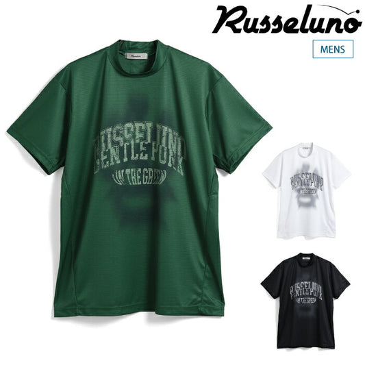 Russeluno ラッセルノ ゴルフウェア メンズ NOISY LOGO SS MOCKNECK TEE ノイジーロゴ SS モックネックティー 半袖シャツ レギュラーフィット 吸汗速乾性 rs-2610615