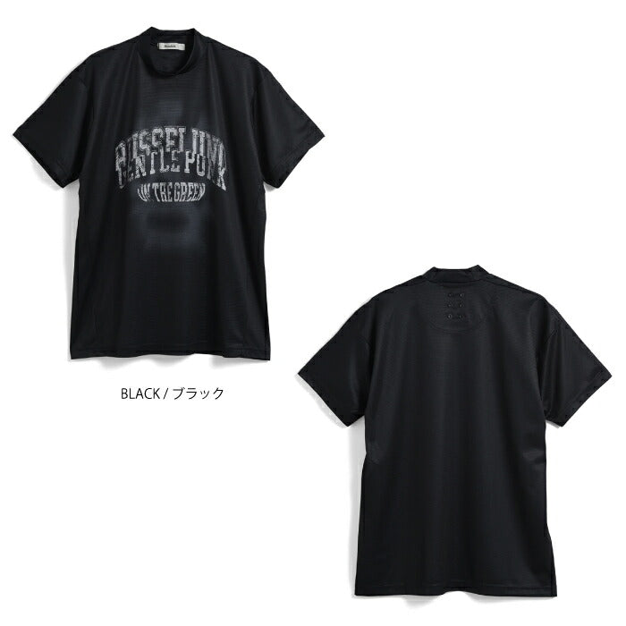 Russeluno ラッセルノ ゴルフウェア メンズ NOISY LOGO SS MOCKNECK TEE ノイジーロゴ SS モックネックティー 半袖シャツ レギュラーフィット 吸汗速乾性 rs-2610615