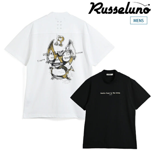 Russeluno ラッセルノ ゴルフウェア メンズ NOISY LUCHA S S MOCKNECK TEE ノイジールチャ ショートスリーブモックネックティー 半袖モックネックシャツ 吸汗速乾 ルーズシルエット rs-2610616