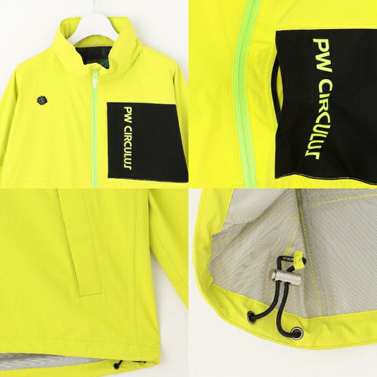 PW CIRCULUS ピーダブリュサーキュラス ゴルフウェア メンズ レディース UNISEX 防水レインウエアセット 耐水圧20000mm 前開きフルジップ 収納巾着付 フード内蔵 強い雨にも対応 RWPNGM0001