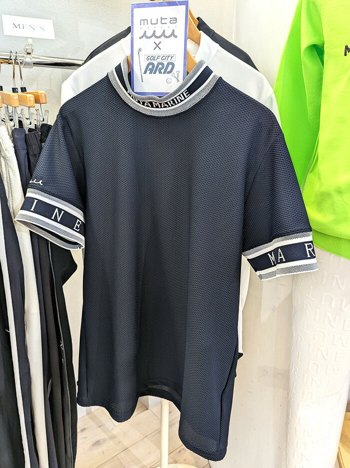 muta MARINE GOLF ムータマリンゴルフ×ゴルフシティアルド 別注オリジナルヘムリブ メッシュモックネックシャツ