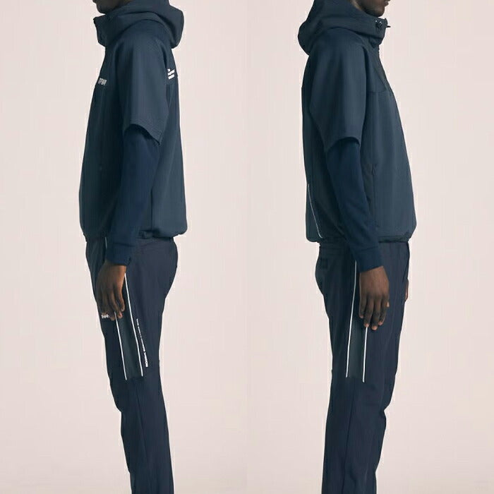 TFW49 ティーエフダブリュー ゴルフウェア メンズ CARDBOARD MATERIAL SHORT SLEEVE HOODIE 半袖ハーフジップパーカー カーボード素材 リラックス感のあるシルエット t102520031