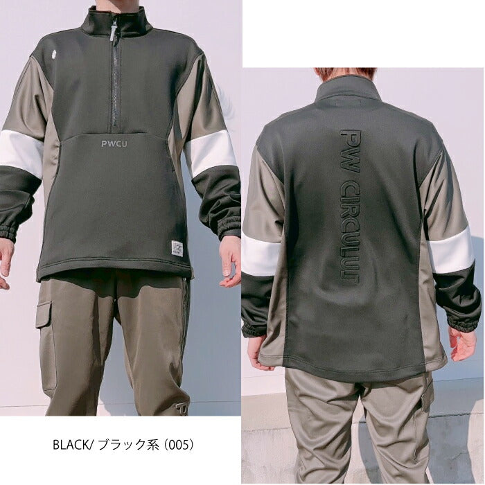 PW CIRCULUS ピーダブリュサーキュラス ゴルフウェア メンズ カラーブロッキング プルオーバー ストレッチ topngm0301
