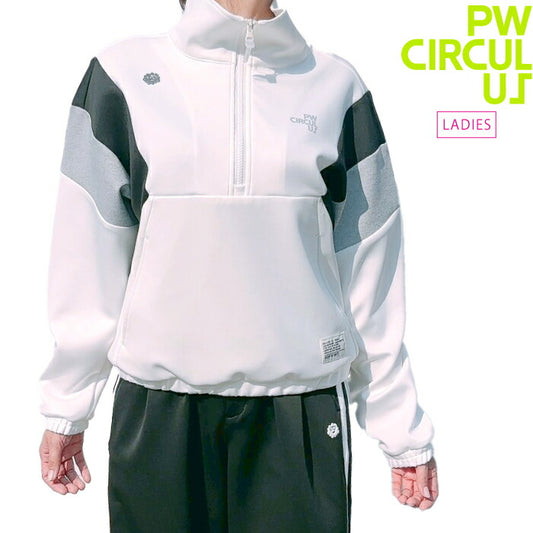 PW CIRCULUS ピーダブリュサーキュラス ゴルフウェア レディース カラーブロッキング プルオーバー ストレッチ TOPQGM0304