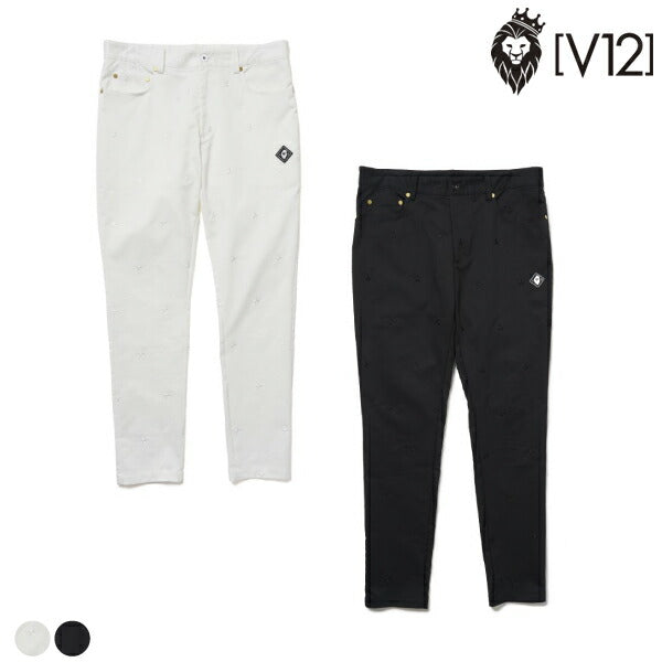 V12 ゴルフメンズパンツ STAR EMBROIDERY PANTS 白 S V12 ゴルフメンズパンツ STAR EMBROIDERY PANTS 白 S（V12