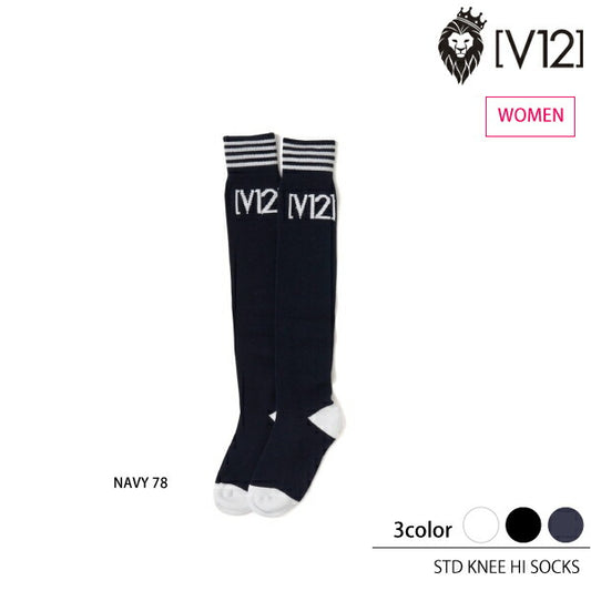 V12 ヴィートゥエルヴ レディース STD KNEE HI SOCKS NAVY 【ネイビー】V122120-AC02-78 CACB_01