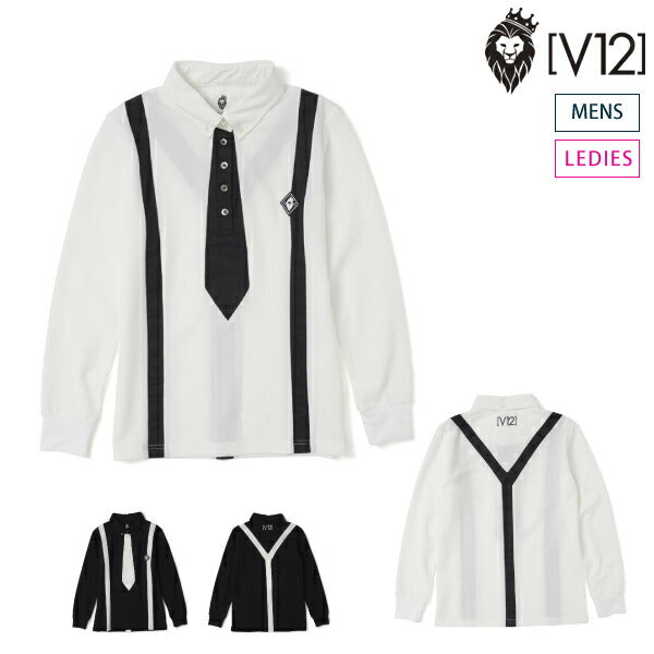 V12 ヴィトゥエルブ メンズ・レディース L/S FAKE TIE ポロシャツ クールマックス V122120-CT02 CACB_02