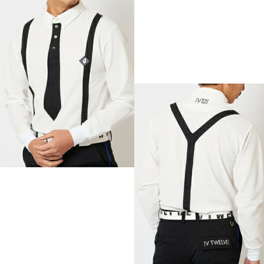 V12 ヴィトゥエルブ メンズ・レディース L/S FAKE TIE ポロシャツ クールマックス V122120-CT02 CACB_02