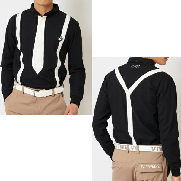 V12 ヴィトゥエルブ メンズ・レディース L/S FAKE TIE ポロシャツ クールマックス V122120-CT02 CACB_02