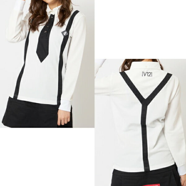 V12 ヴィトゥエルブ メンズ・レディース L/S FAKE TIE ポロシャツ クールマックス V122120-CT02 CACB_02