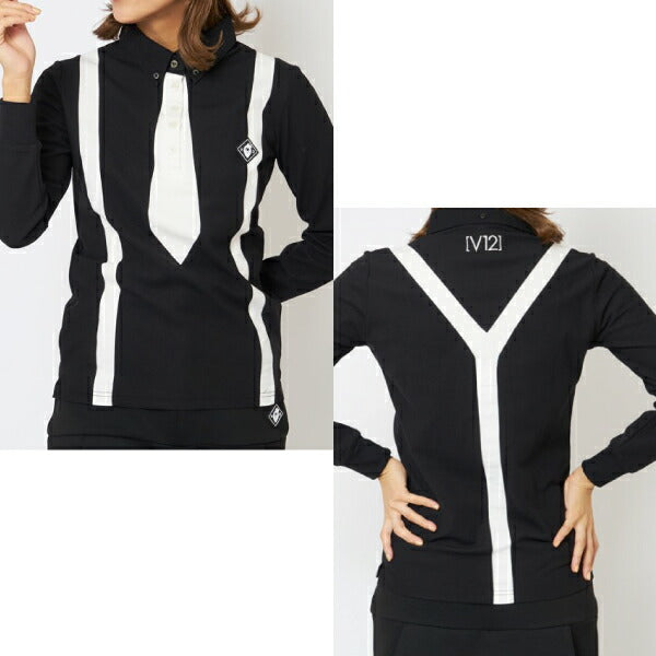 V12 ヴィトゥエルブ メンズ・レディース L/S FAKE TIE ポロシャツ クールマックス V122120-CT02 CACB_02