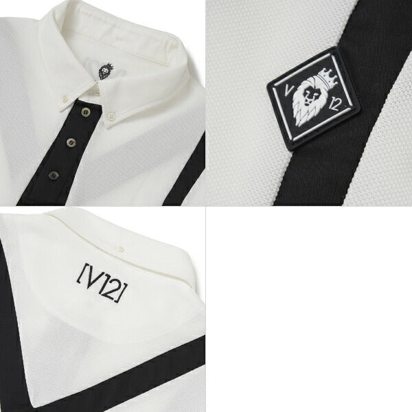 V12 ヴィトゥエルブ メンズ・レディース L/S FAKE TIE ポロシャツ クールマックス V122120-CT02 CACB_02