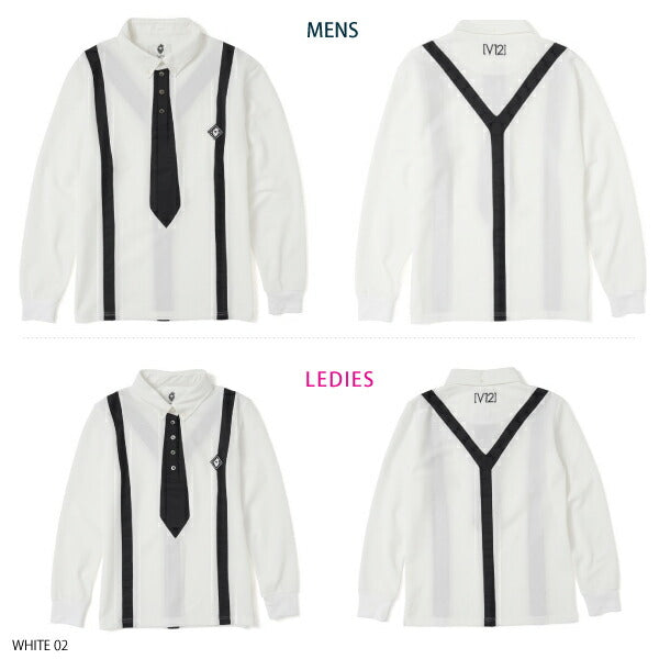 V12 ヴィトゥエルブ メンズ・レディース L/S FAKE TIE ポロシャツ クールマックス V122120-CT02 CACB_02