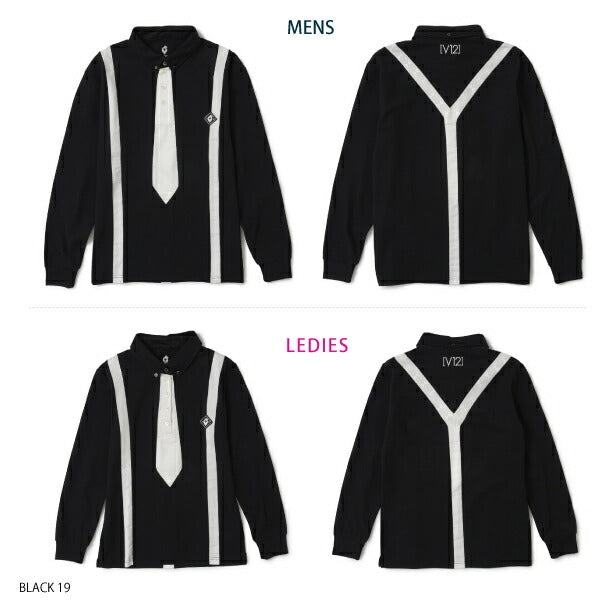 V12 ヴィトゥエルブ メンズ・レディース L/S FAKE TIE ポロシャツ クールマックス V122120-CT02 CACB_02