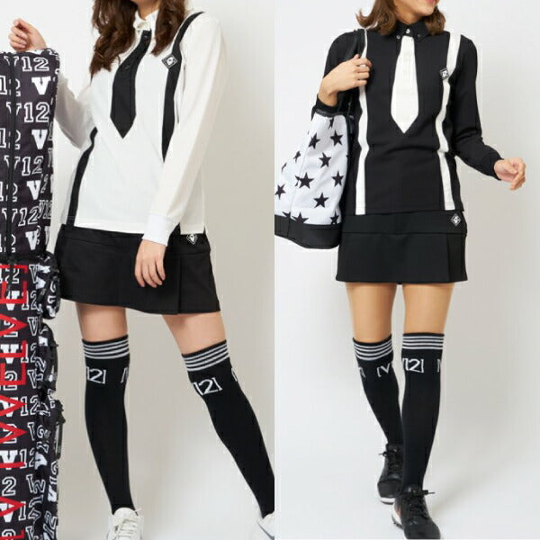 V12 ヴィトゥエルブ メンズ・レディース L/S FAKE TIE ポロシャツ クールマックス V122120-CT02 CACB_02