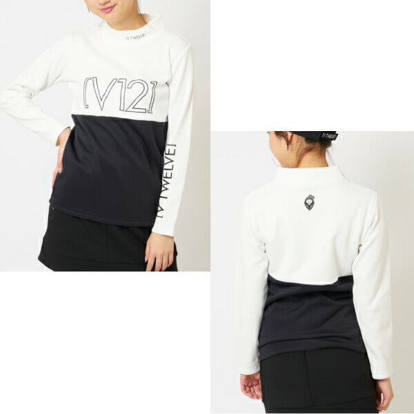 V12 ヴィトゥエルブ メンズ・レディース O/L LOGO MOCK モックネックシャツ 裏起毛 V122120-CT06