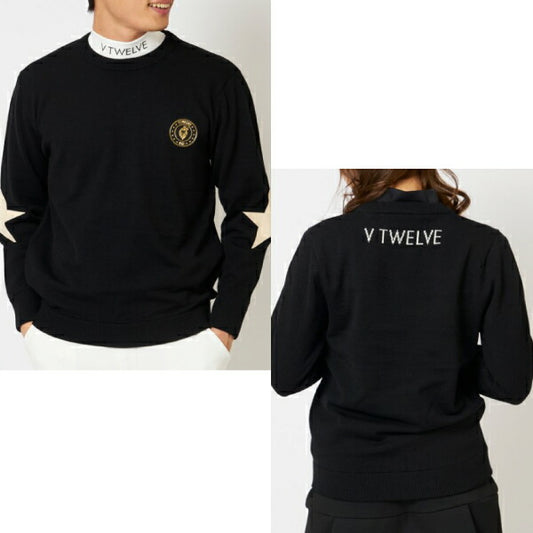 V12 ヴィトゥエルブ メンズ・レディース STAR ELBOW KNIT クルーニット【メリノウール エルボーパッチ】V122120-KN02