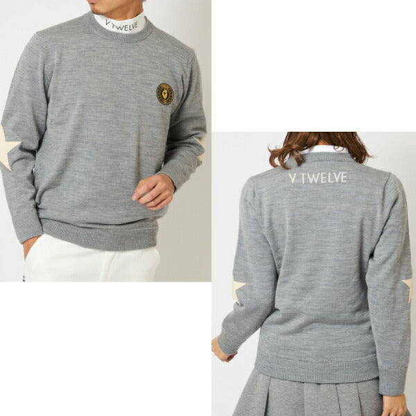 V12 ヴィトゥエルブ メンズ・レディース STAR ELBOW KNIT クルーニット【メリノウール エルボーパッチ】V122120-KN02