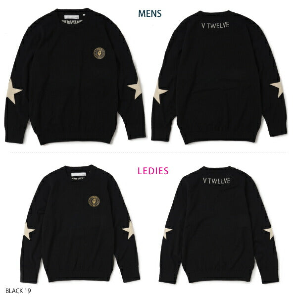 V12 ヴィトゥエルブ メンズ・レディース STAR ELBOW KNIT クルーニット【メリノウール エルボーパッチ】V122120-KN02
