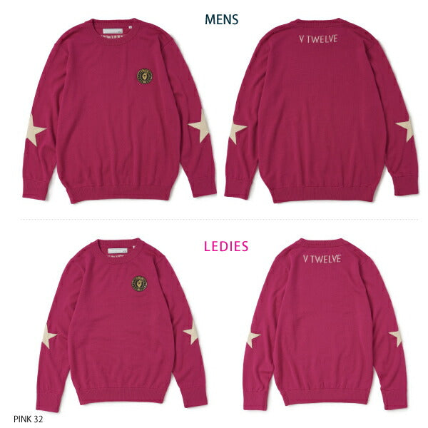 V12 ヴィトゥエルブ メンズ・レディース STAR ELBOW KNIT クルーニット【メリノウール エルボーパッチ】V122120-KN02