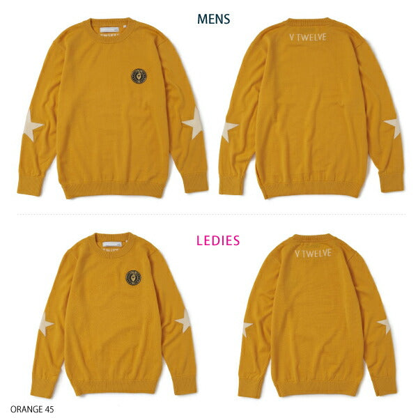 V12 ヴィトゥエルブ メンズ・レディース STAR ELBOW KNIT クルーニット【メリノウール エルボーパッチ】V122120-KN02