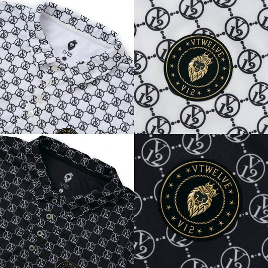 V12 ヴィトゥエルブ ゴルフモックネック 半袖ポロシャツ ゴルフウェア メンズ レディース MONOGRAM POLO セットアップ対応 V122410-PL14