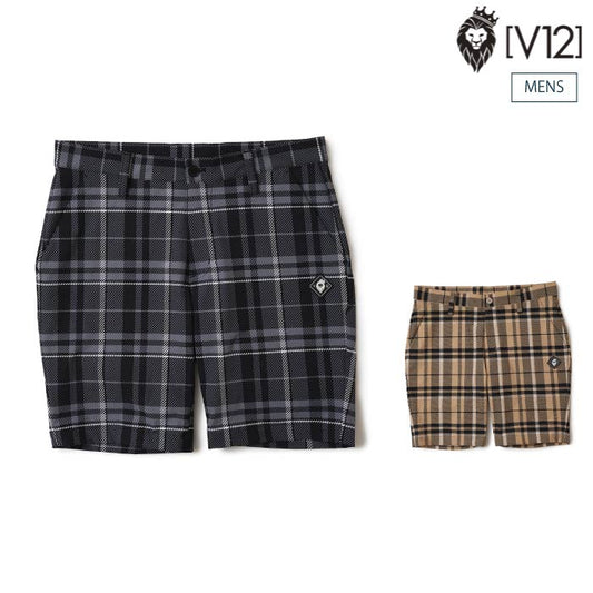 V12 ヴィトゥエルブ ゴルフウェア メンズ CHECK SHORTS ショートパンツ 撥水 ストレッチ セットアップ対応 v122510-hp08