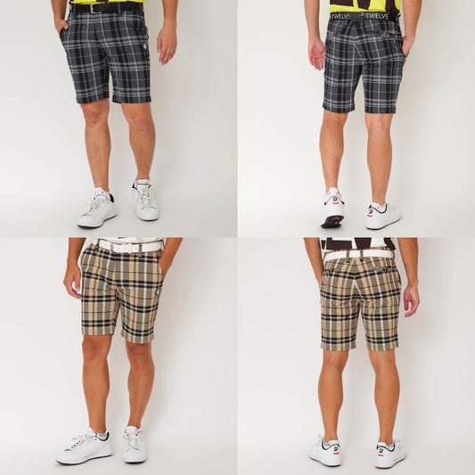V12 ヴィトゥエルブ ゴルフウェア メンズ CHECK SHORTS ショートパンツ 撥水 ストレッチ セットアップ対応 v122510-hp08