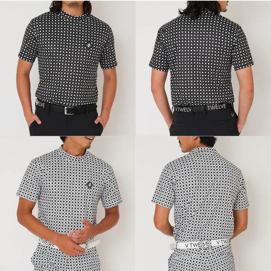 V12 ヴィトゥエルブ ゴルフウェア メンズ 半袖シャツ モックネック CIRCLE CIRCLE MOCK 吸水速乾 v122510-mk21