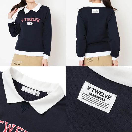 V12 ヴィトゥエルブ ゴルフウェア レディース COLLEGE SWEAT スウェット トレーナー ストレッチ V122520-SW08