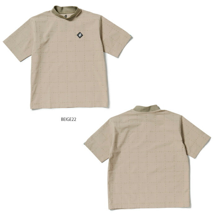 V12 ヴィトゥエルブ ゴルフウェア レディース TYPO GRID MOCK モックネック半袖シャツ 軽量ストレッチ リラックスフィット セットアップ対応 v122610-mk03