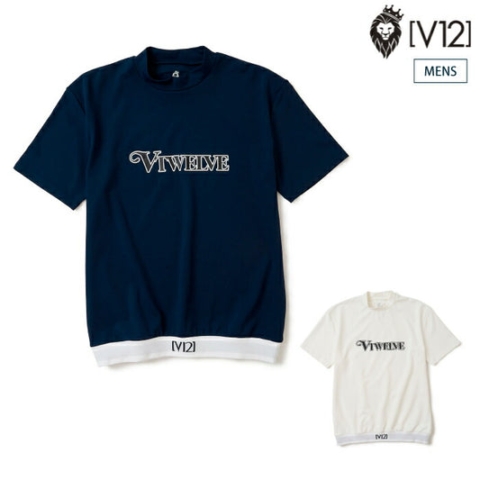 V12 ヴィトゥエルブ ゴルフウェア メンズ AWA RIB MOCK モックネック 半袖シャツ 伸縮性 ストレッチ 吸水速乾 v122610-mk05