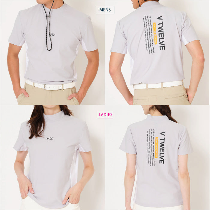 V12 ヴィトゥエルブ ゴルフウェア メンズ レディース モックネック 半袖 Tシャツ UVカット ストレッチ 吸水速乾 V122610-MK06