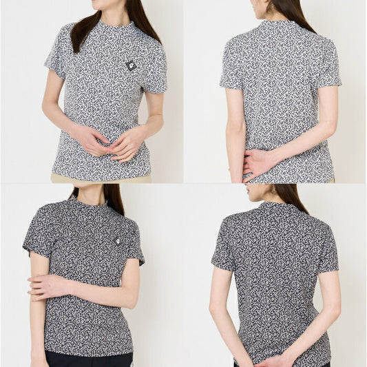 V12 ヴィトゥエルブ ゴルフウェア レディース KH MOCK モックネック半袖シャツ ストレッチ 総柄 セットアップ対応 V122610-MK13