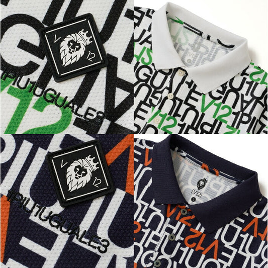 V12 ヴィトゥエルブ ゴルフウェア メンズ V12113 LETTER POLO 半袖ポロシャツ V12と1PIU1UGUALE3 GOLFが放つ珠玉のコラボ ストレッチ 吸水速乾 UVカット シリーズ商品あり v122611-pl16
