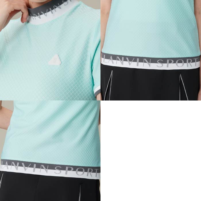 LANVIN SPORT ランバン スポール ゴルフウェア レディース リブディテールモックネック半袖シャツ【UV/ストレッチ】VG4FHS11L