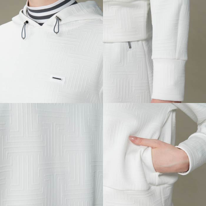 LANVIN SPORT ランバン スポール ゴルフウェア レディース モノグラム柄マトラッセパーカー セットアップ対応 VG4FSW40L
