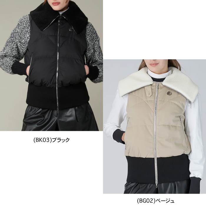 LANVIN SPORT ランバン スポール ゴルフウェア レディース 中わたアウターベスト【HEAT NAVI裏地付き/衿取り外し可】 VG4FVE50L