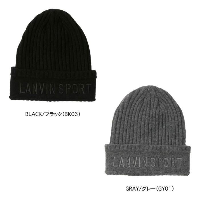 LANVIN SPORT ランバン スポール ゴルフウェア メンズ ロゴデザインウールワッチ ニット 帽子 VG5FCP41M