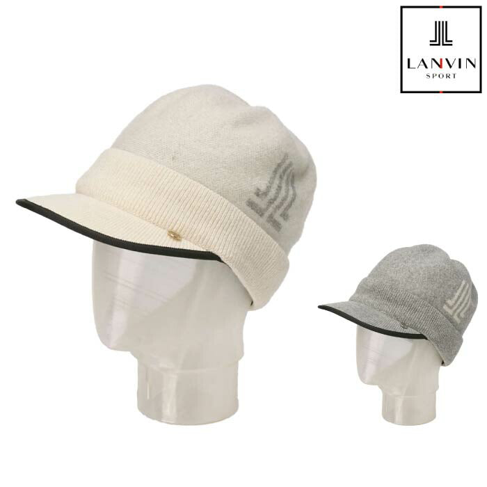 LANVIN SPORT ランバン スポール ゴルフウェア レディース ツバ付きソフトラメニットキャップ 日本製 ツバ部UVカット VG5FCP42L