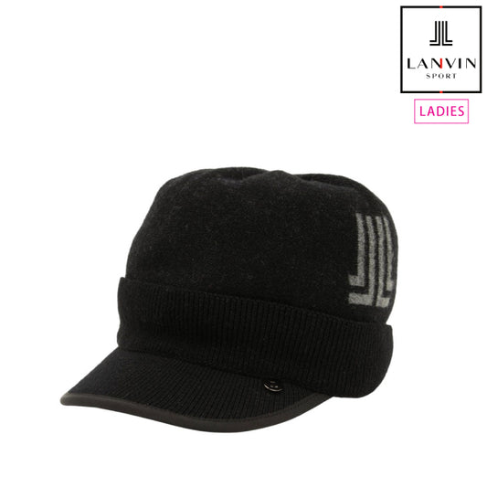 LANVIN SPORT ランバン スポール ゴルフウェア レディース ツバ付きソフトラメニットキャップ 日本製 ツバ部UVカット VG5FCP42L