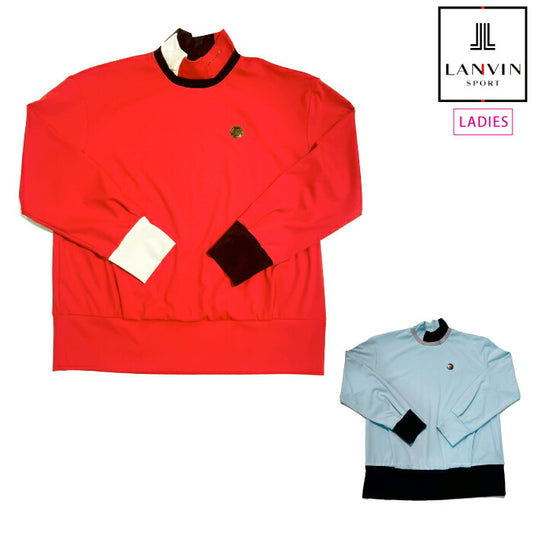 LANVIN SPORT ランバン スポール ゴルフウェア レディース アシンメトリーデザインハイネック長袖シャツ UVカット機能 防風 吸汗速乾 日本製 VG5FLS61L