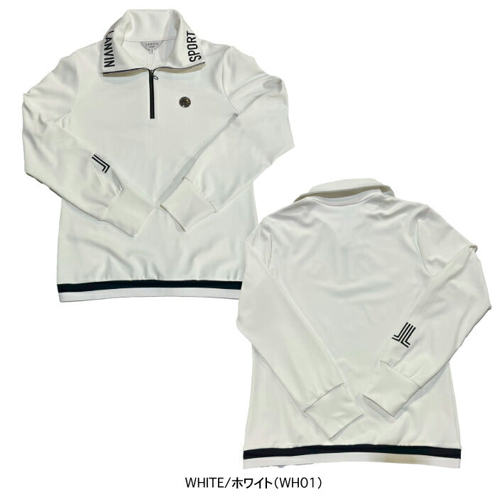 LANVIN SPORT ランバン スポール ゴルフウェア レディース ロールカラーハーフジップ長袖シャツ UV CUT 防風 保温 VG5FLS82L